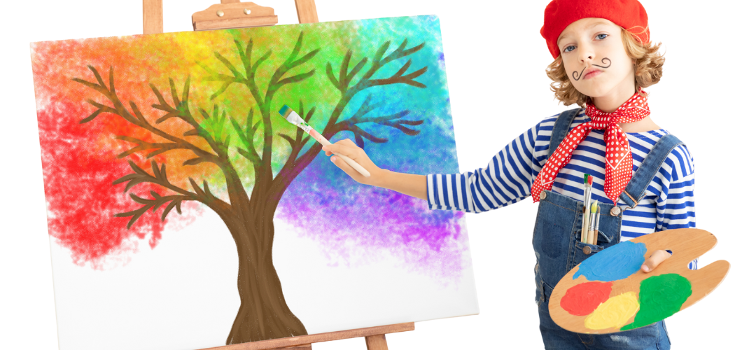 CBE Artists Wanted! written above an image of a young painter at an easel